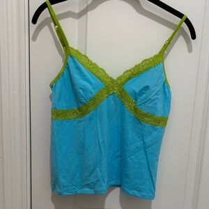 Victoria's Secret Turquoise and Lime Lace Cami